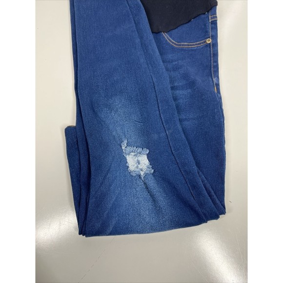 JNINI Fashion Maternity Adjustable Band Skinny Ankle Blue Jeggings Womens SZ XL - Picture 5 of 16